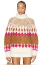 view 2 of 5 Italian Luxe Brushed Fair Isle Reversible Cardigan in Pink Combo