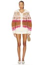 view 5 of 5 Italian Luxe Brushed Fair Isle Reversible Cardigan in Pink Combo