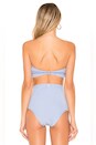 view 3 of 4 Solstice Frill Bandeau Bikini Top in Cobalt Blue & White Stripe