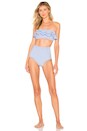 view 4 of 4 Solstice Frill Bandeau Bikini Top in Cobalt Blue & White Stripe