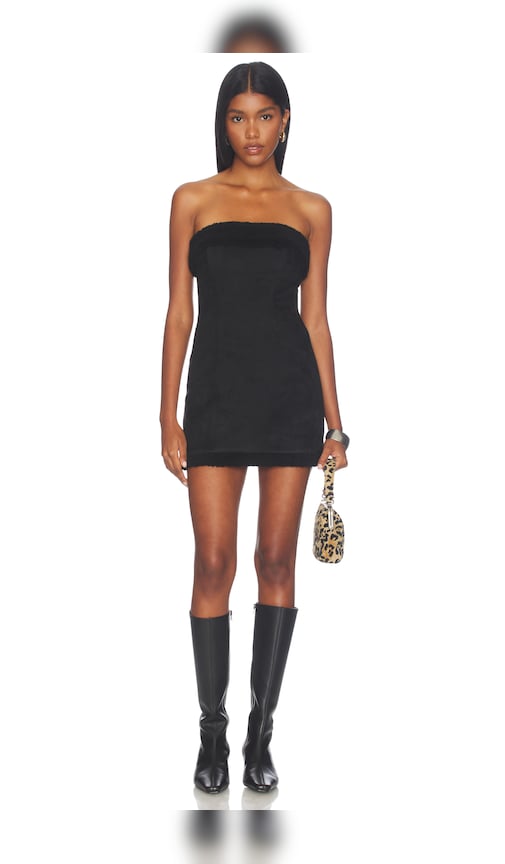 Lola Faux Shearling Mini Dress by Lovers and Friends in Black