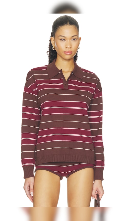 Kaylani Stripe Sweater by Lovers and Friends in Wine Multi Stripe