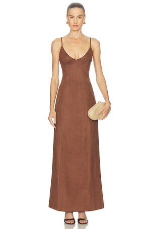 Gabriela Faux Suede Maxi Dress Bubish