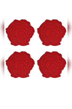 SERVILLETAS CHEFANIE RED ROSE COCKTAILL NAPKINS SET OF 4 Chefanie