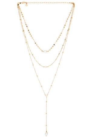 Multi-chain Pearl Lariat Necklace Ettika