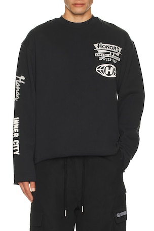 Mixed Logo Crew Neck Long Sleeve Tee Honor The Gift