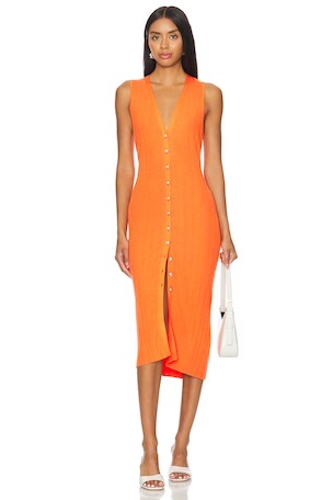 Domino Sleeveless Button Dress L'AGENCE