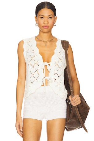 Aleza Tied Sweater Vest Line & Dot