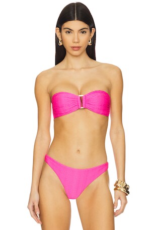 Margot Textured Chevron Bandeau Bikini Top MILLY