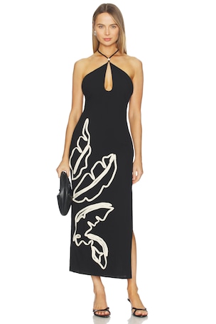 Brontie Keyhole Halter Midi Dress SEVEN WONDERS