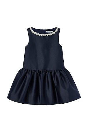 Kids Flower Scallop Taffeta Dress self-portrait