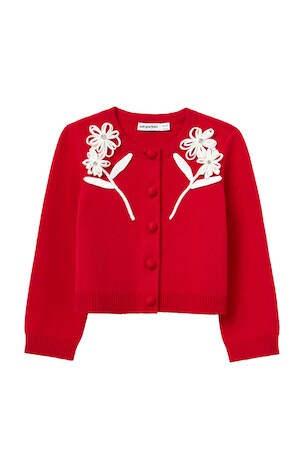 Kids Cotton Flower Trim Cardigan self-portrait