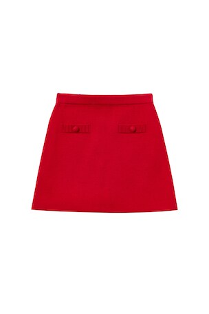 Kids Flower Trim Cotton Skirt self-portrait