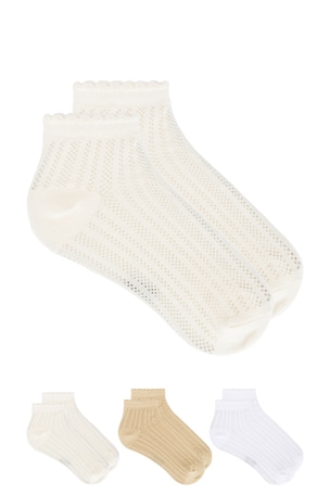 3-pack Lace Knit Ankle Socks Stems