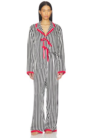 Phoenix Striped Set With Red Bow Details Sleeper