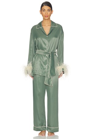 Miss Cat Belted Set With Detachable Feathers Sleeper