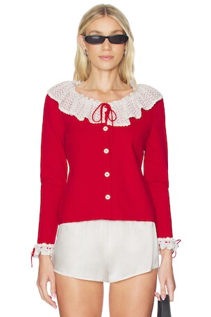 Malena Knitted Cardigan With Lace Collar Sleeper