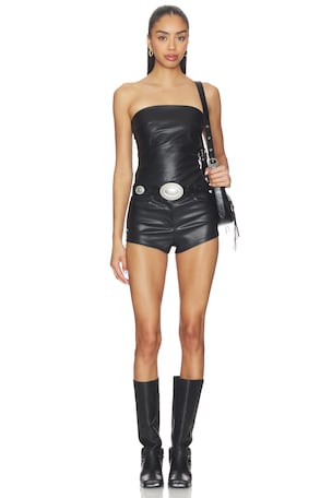 Kayla Faux Leather Short Set superdown