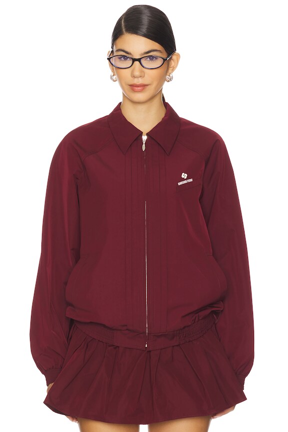 view 1 of 6 Tuck Detail Sport Jacket in Wine Red