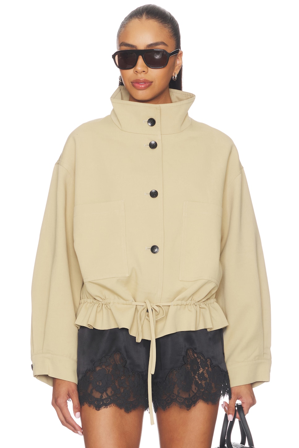 Cubic London Drawstring Short Trench Coat