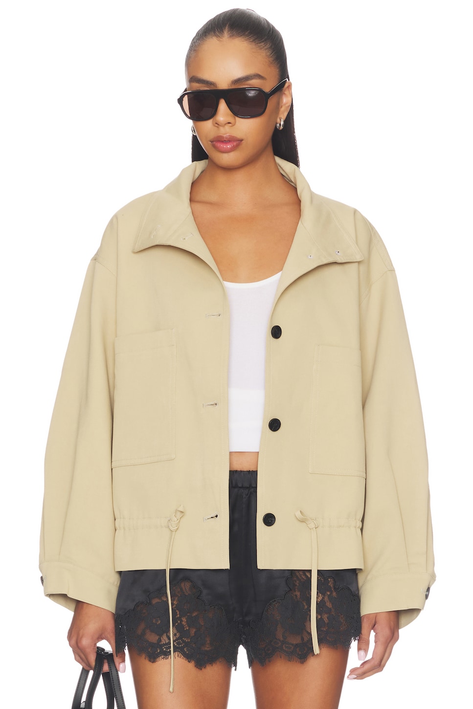 Cubic London Drawstring Short Trench Coat