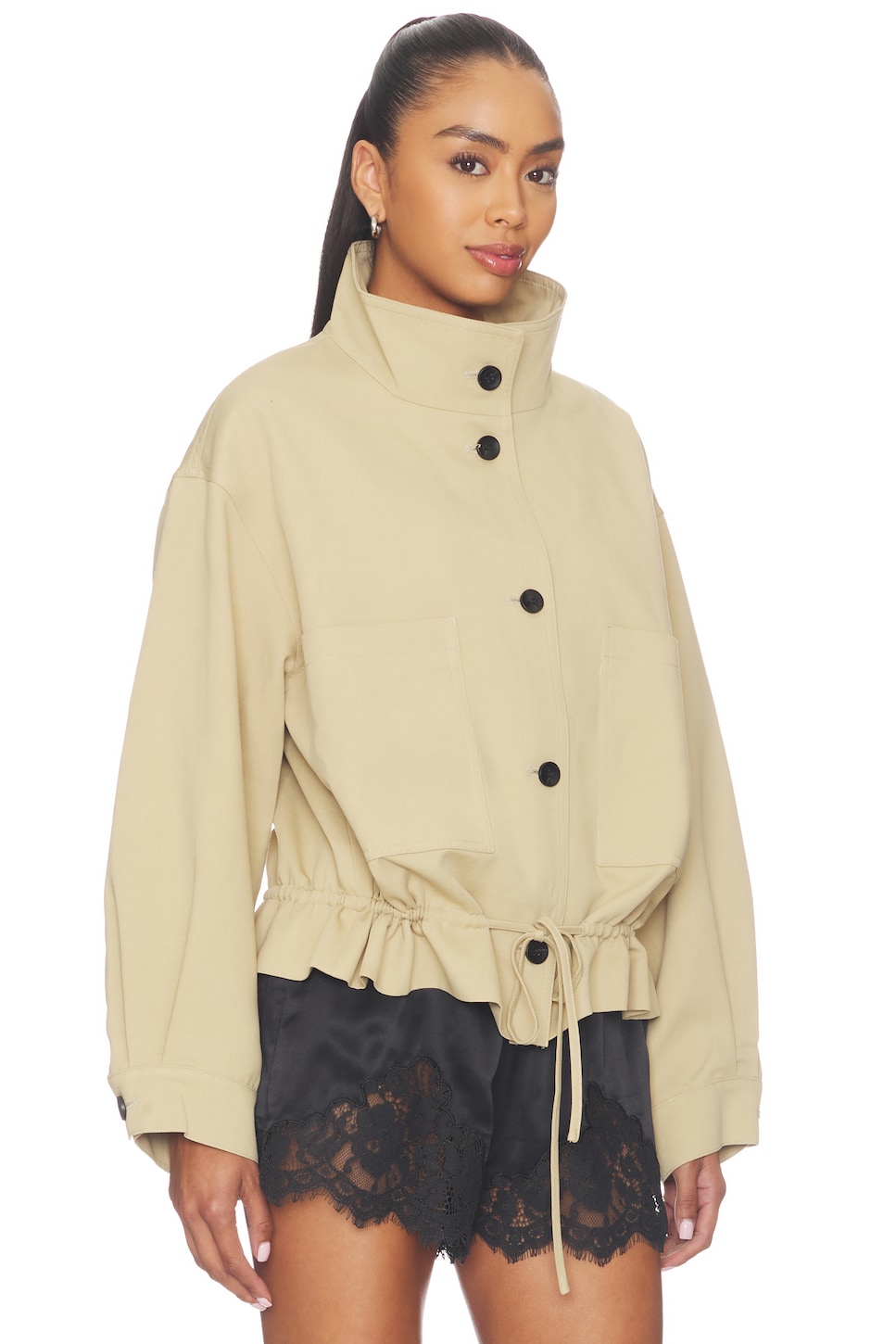Cubic London Drawstring Short Trench Coat