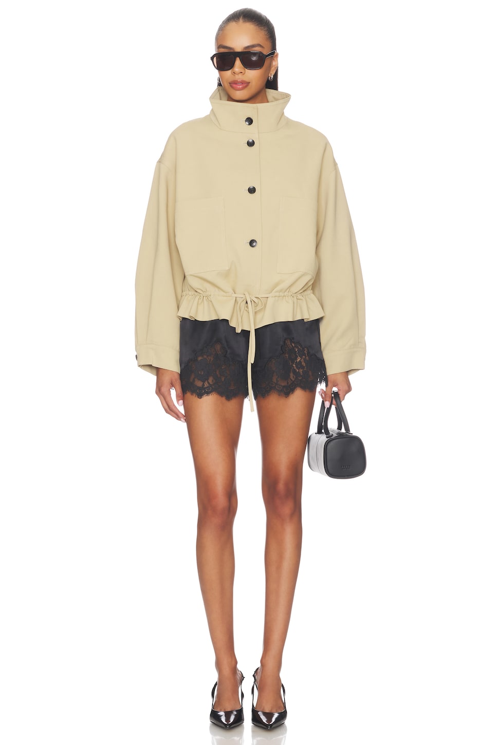 Cubic London Drawstring Short Trench Coat